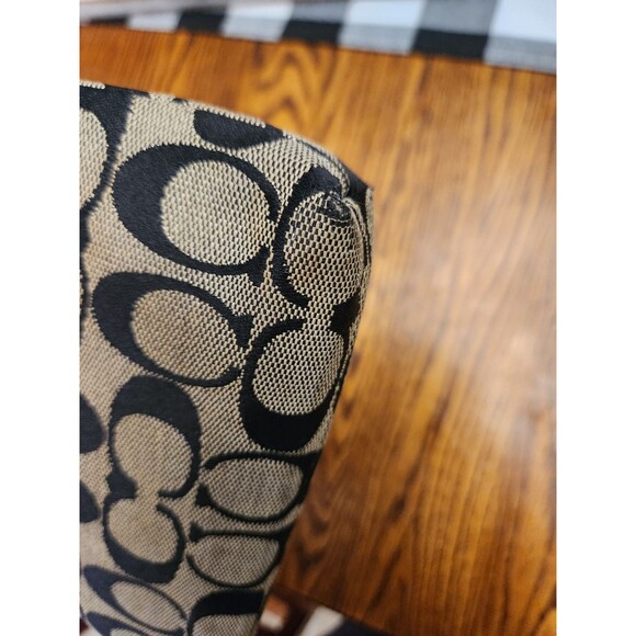 Coach Jacquard Signature C Black Leather Trim Pleated Wristlet Wallet Zip Close - Picture 7 of 9